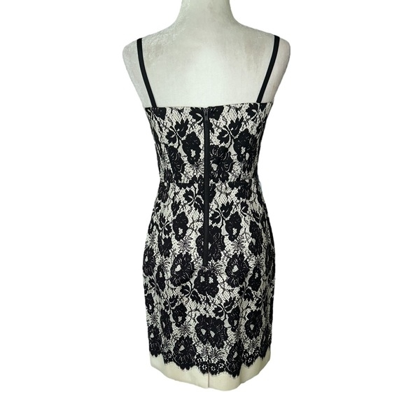Milly of New York Genevieve Cream Black Lace Illusion Mini Slip Dress - 6 - Picture 8 of 16